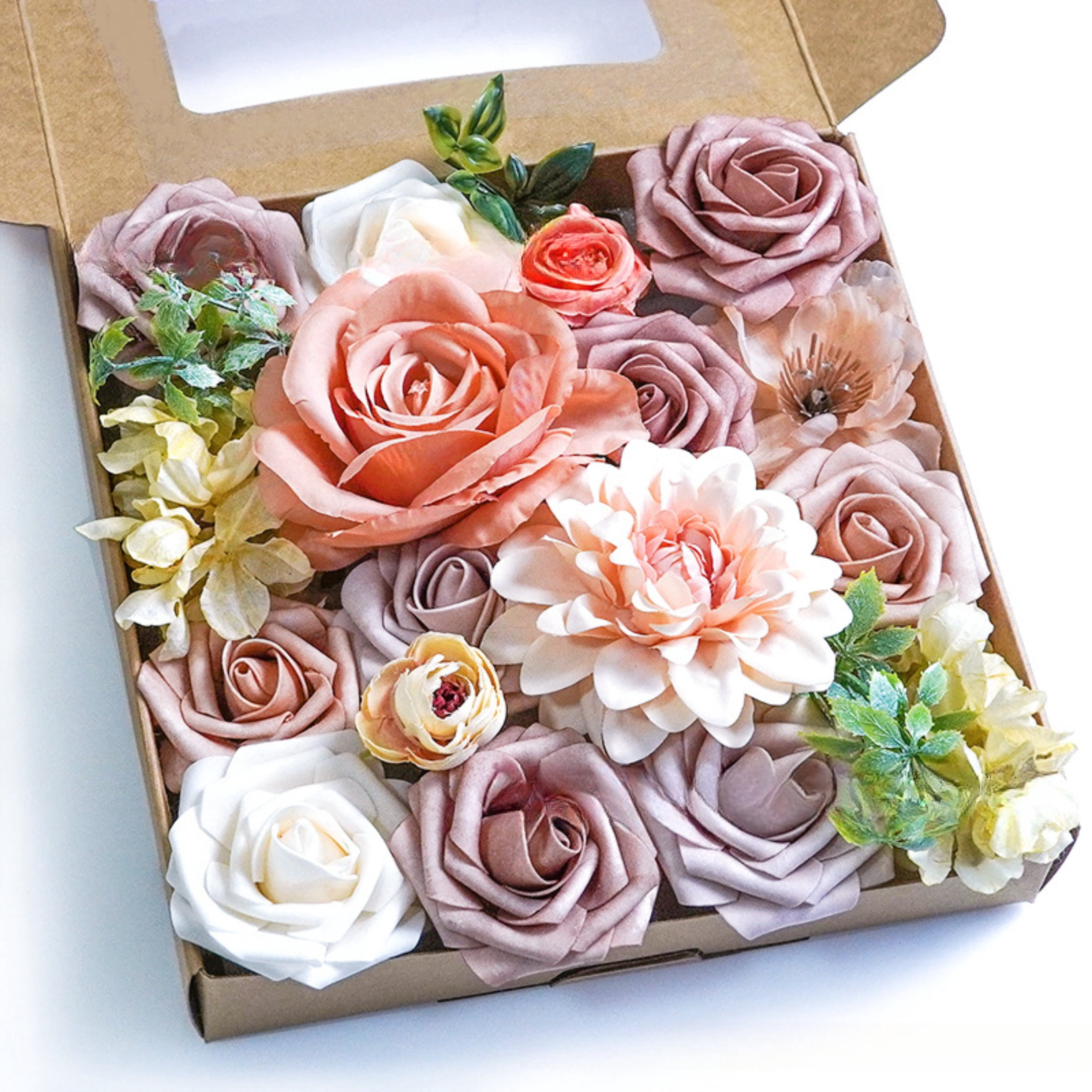 Artificial Flowers Fake Flowers and Fake Green Leaves Combo Box Set for ...