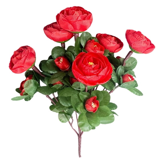 Artificial Flowers Fake Flowers for Outdoor UV Resistant Pink Artificial Flowers Outdoors, Realistic Faux Silk Flowers Fade Resistant, Fake Plants & Flowers for Garden Porch Planters Window Red