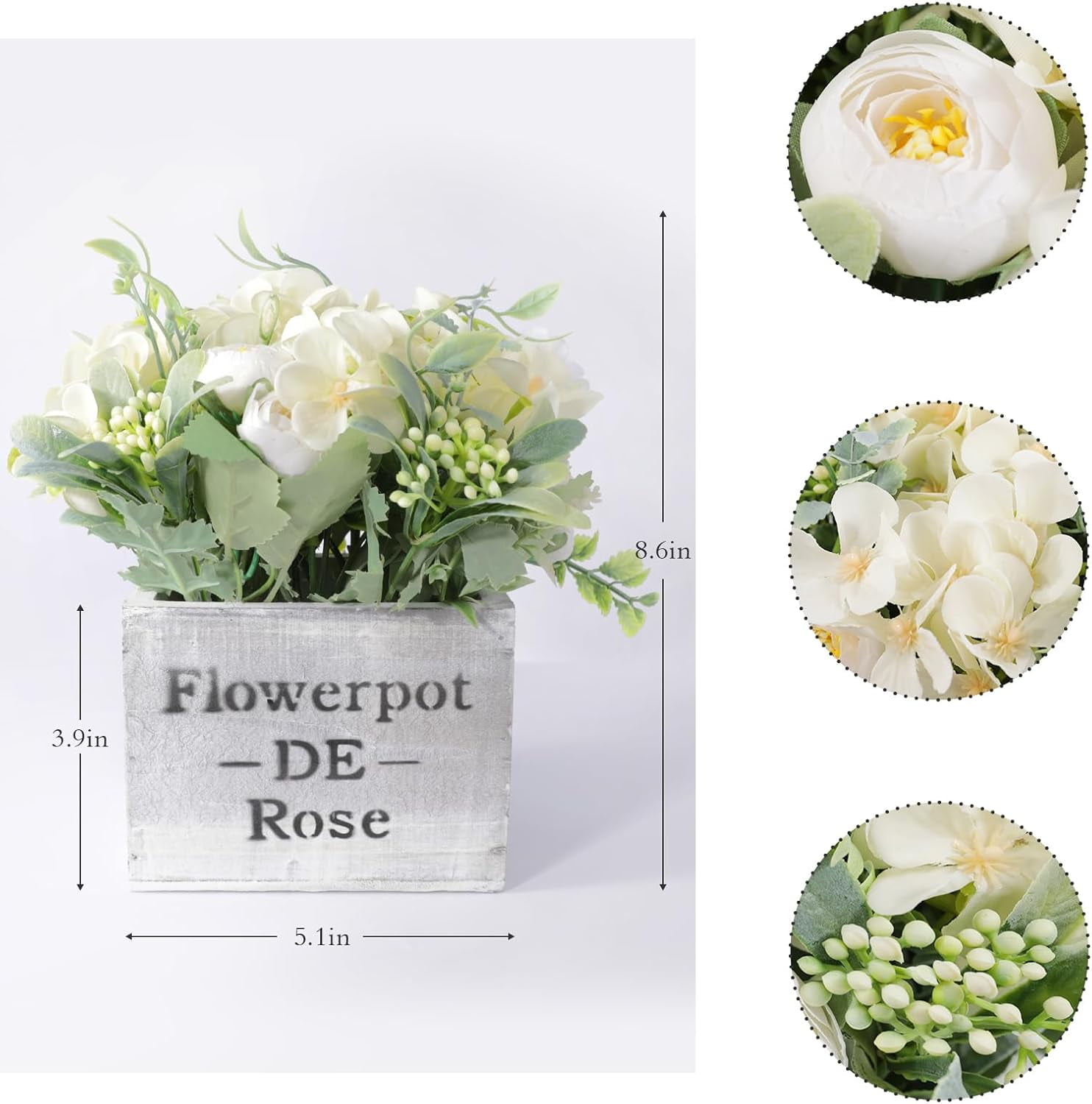 Artificial Flowers, Fake Lifelike Silk Rose And Rosebuds Flower For