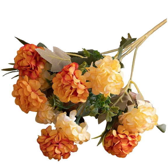 Artificial Flowers Fake Mini Hydrangea Bulk Wedding Decoration Silk Bouquet Peony Decor Plastic Flower Arrangements Table Centerpieces,for Anniversary Valentine's Day and Christmas Decor,Orange