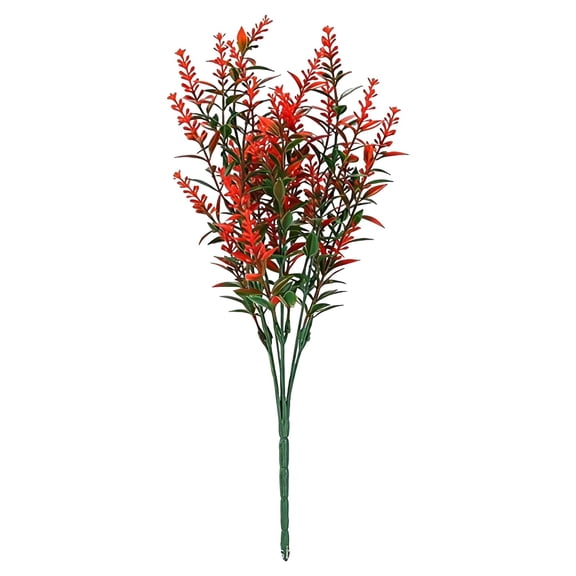 Artificial Flowers Fake Outdoor Plants Faux UV Resistant Lavender Flower Plastic Indoor Table Centerpiece Vase Decor Outside Front Door Porch Decorations, 1Pc, Multicolor(Orange,15x6.5")