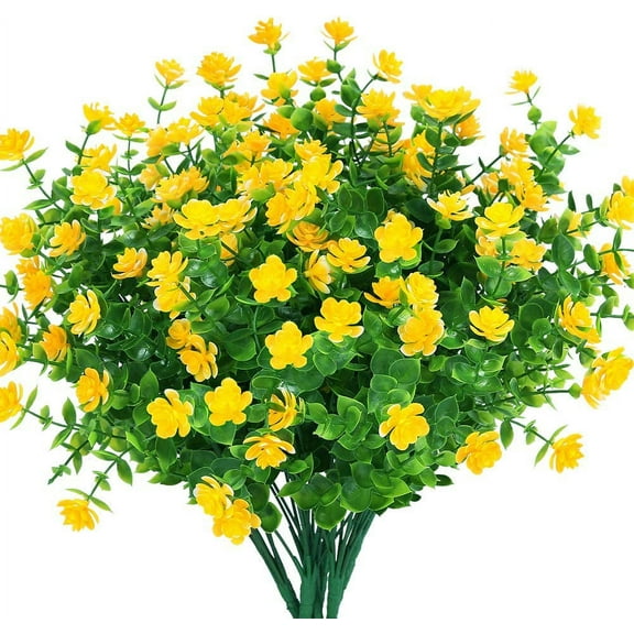 Artificial Flowers, Fake Outdoor UV Resistant Boxwood Shrubs Faux Plastic Greenery Plants for Outside Hanging Planter Patio Yard Wedding Indoor Home Kitchen Farmhouse Decor(Orange Red)