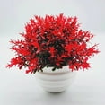 thumbnail image 1 of Artificial Flowers, Fake Outdoor UV Resistant Plants Faux Plastic Greenery Shrubs Indoor Outside Hanging Planter Home Kitchen Office Wedding, Garden Decor (Red) 4.72x4.33", 1 of 5