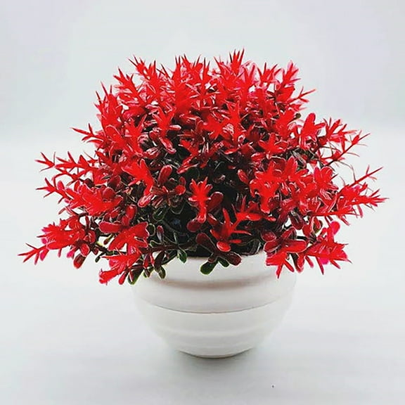 Artificial Flowers, Fake Outdoor UV Resistant Plants Faux Plastic Greenery Shrubs Indoor Outside Hanging Planter Home Kitchen Office Wedding, Garden Decor (Red) 4.72x4.33"
