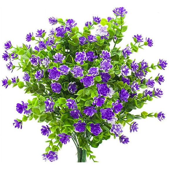 Artificial Flowers, Fake Outdoor UV Resistant Plants Faux Plastic Greenery Shrubs Indoor Outside Hanging Planter Home Kitchen Office Wedding, Garden Decor (Yellow)(Pack of 4)