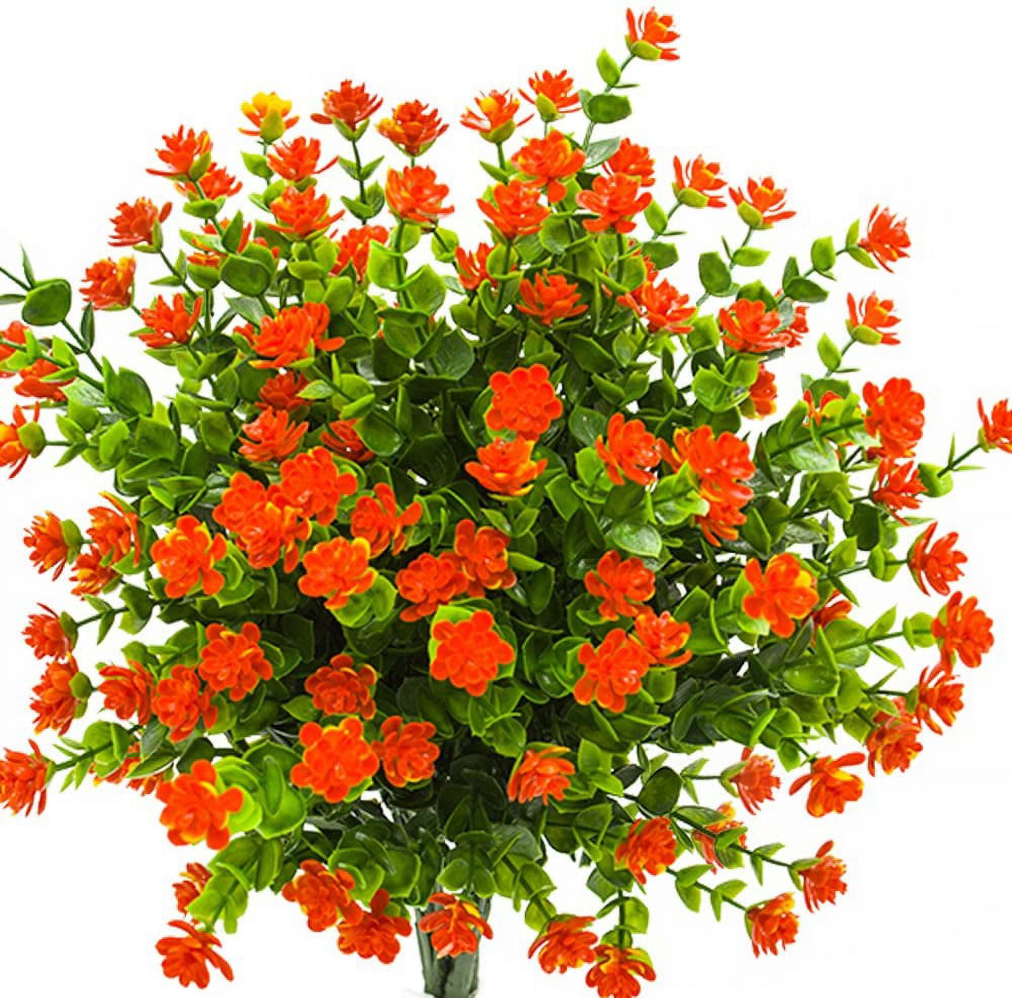 Artificial Flowers, Fake Outdoor UV Resistant Plants Faux Plastic Greenery Shrubs Indoor Outside Hanging Planter Home Kitchen Office Wedding, Garden Decor (Yellow)(Pack of 4)