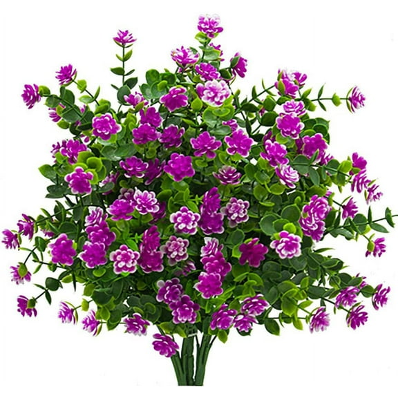 Artificial Flowers, Fake Outdoor UV Resistant Plants Faux Plastic Greenery Shrubs Indoor Outside Hanging Planter Home Kitchen Office Wedding, Garden Decor (Yellow)(Pack of 4)