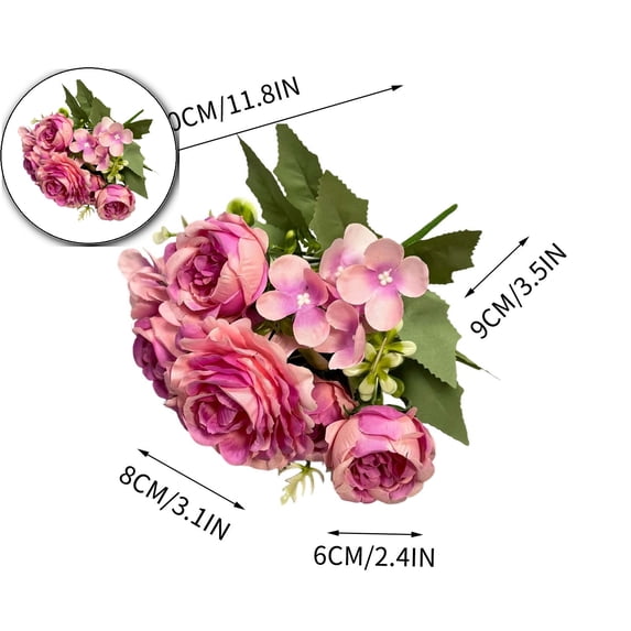 Artificial Flowers Fake Silk Hydrangea Flower Simulation Hand Tied Bouquet for Home Hotel Office Wedding Party Garden Decor