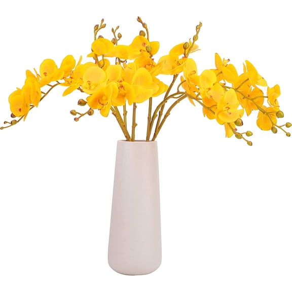 Artificial Flowers Faux Butterfly Orchid 4 Pcs Real Touch Double Branch Silk Flowers for Wedding Home Office Party Hotel Yard Decoration Restaurant Patio Festive Furnishing (Red) A