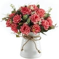 thumbnail image 1 of Artificial Flowers,Faux Flower in Vase Decor, Silk Rose Fake Flower Arrangements Bouquets with Vase,Table Centerpieces Living Dinning Coffee Kitchen（Red）, 1 of 7