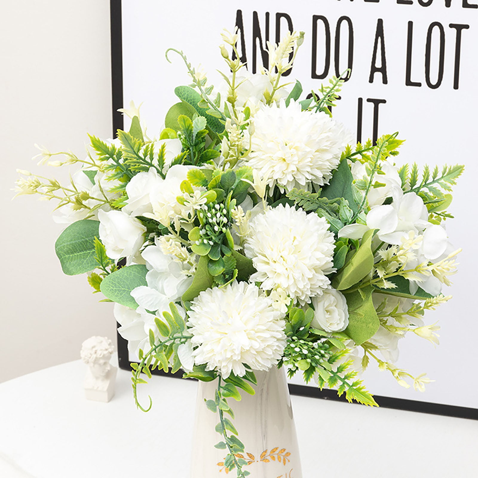 Artificial Flowers,Faux Flowers White Dandelion Combination Bouquet ...