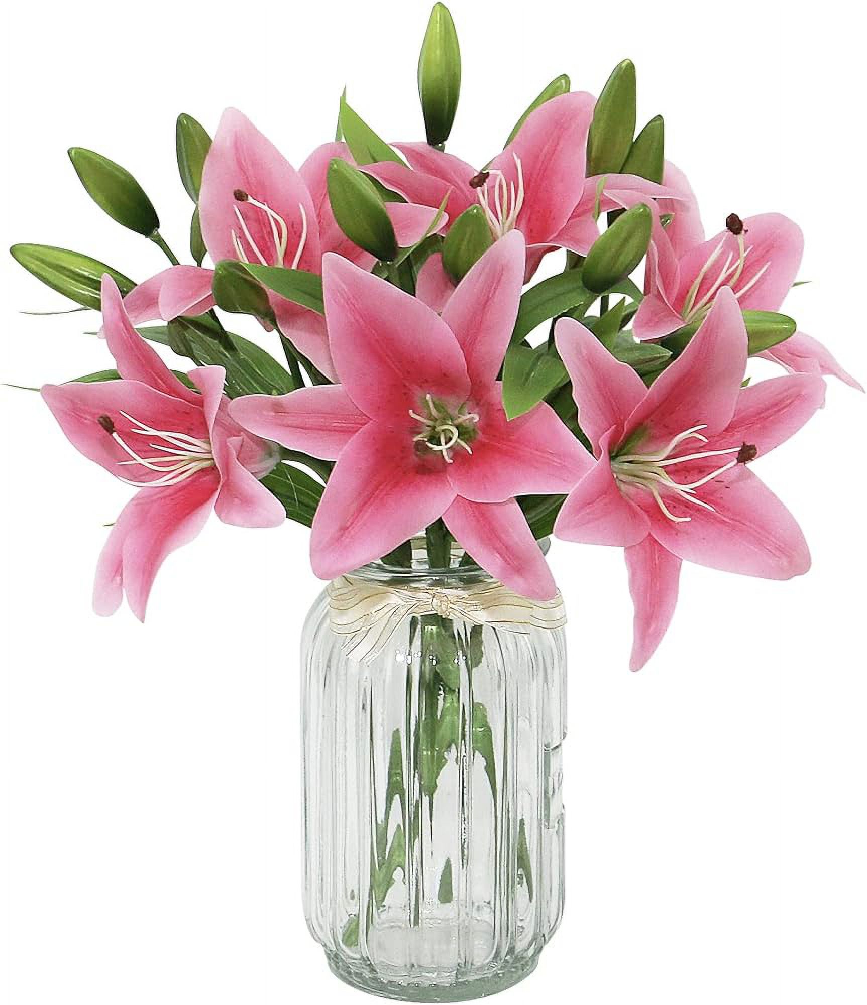 Artificial Flowers Faux Lily 6 bouquets, Real Touch Fake Lily Flower