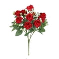 thumbnail image 1 of Artificial Flowers Floral Arrangement Artificial Flowers Small Roses with Leaf Realistic Silk Faux Flowers DIY Wedding Bouquets Fake Plants Decorative Ornamental Floral Home Decorations 1PC Red 11", 1 of 6