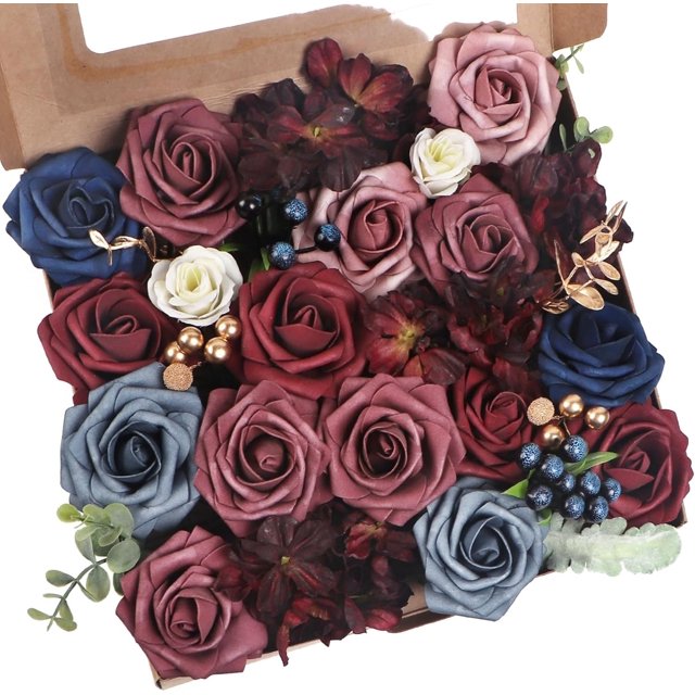 Artificial Flowers, Flowers Combo Box Set for DIY Wedding Bouquets