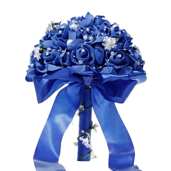 Artificial Flowers Foam Bridal Hand Bouquet Faux Flowers For Western Wedding Supplies Ceremony Table Centerpiece Party Decor Artificial Plants Gift,Blue