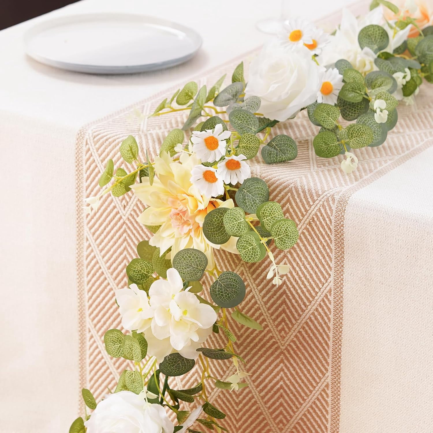 Artificial Flowers Garland 6.07Ft Eucalyptus Greenery Garland with ...