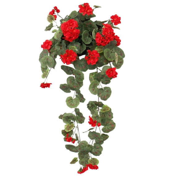 Artificial Flowers Geranium Hanging Basket Plant for Home Floral Decor