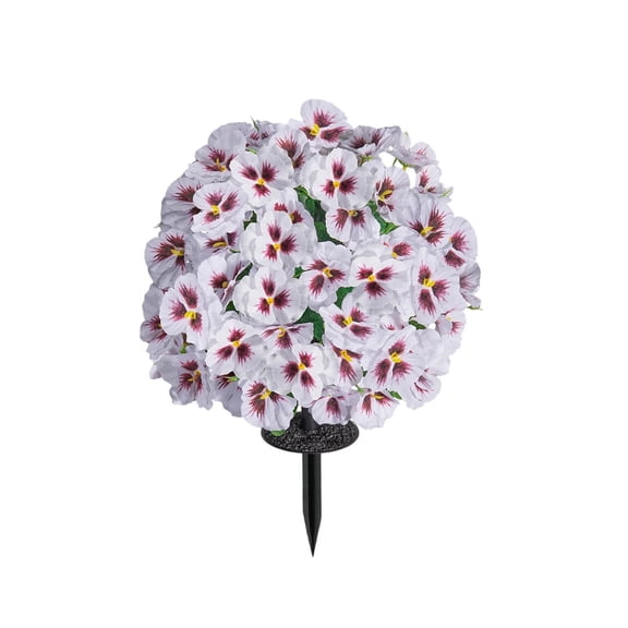 Artificial Flowers with Ground Spike, 16" Spike Colorful Silk Flowers for Outdoor Garden Yard Patio Front Porch Decor, UV Resistant Waterproof Viola Tricolor All-Weather Ready