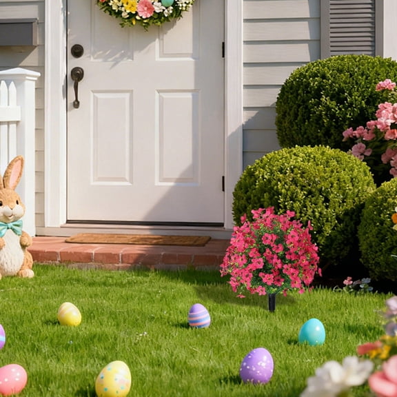 Artificial Flowers With Ground Spikes, 2026 New Exquisite Artificial Flowers For Outdoors, Garden Stake Faux Greenery Shrubs Garden Accessories, Fake Flowers For Lawn Yard G-Arden Home Decor