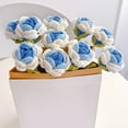 thumbnail image 1 of Artificial Flowers, Handwoven Eternal Rose Bouquet, Realistic Wool Thread Hooked Imitation Floral Arrangement Gift for Girlfriend Mother, Blue, 1 of 3