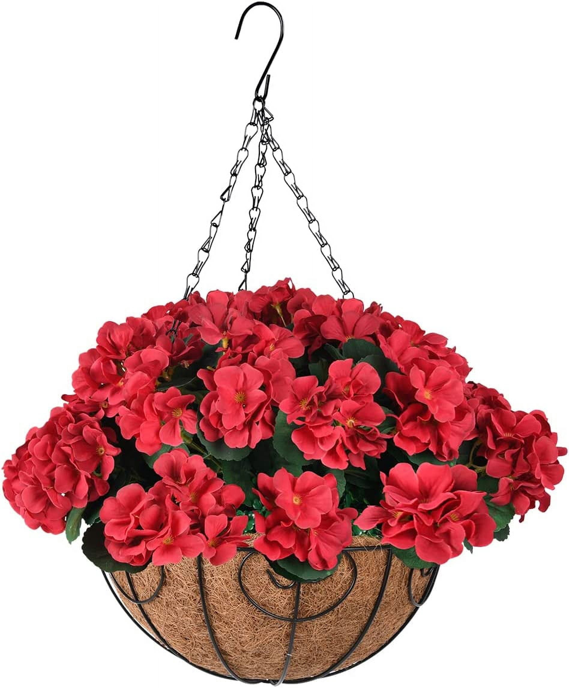 Artificial Flowers Hanging Basket for Outdoor Indoor Decor,Faux Silk ...