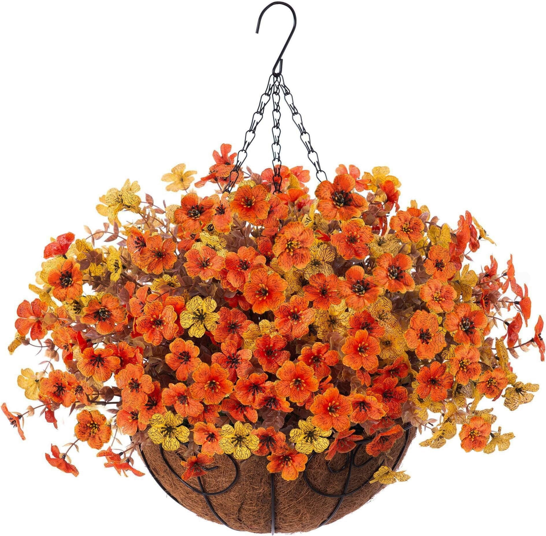 Artificial Flowers Hanging Basket for Outdoor Indoor Spring Summer ...