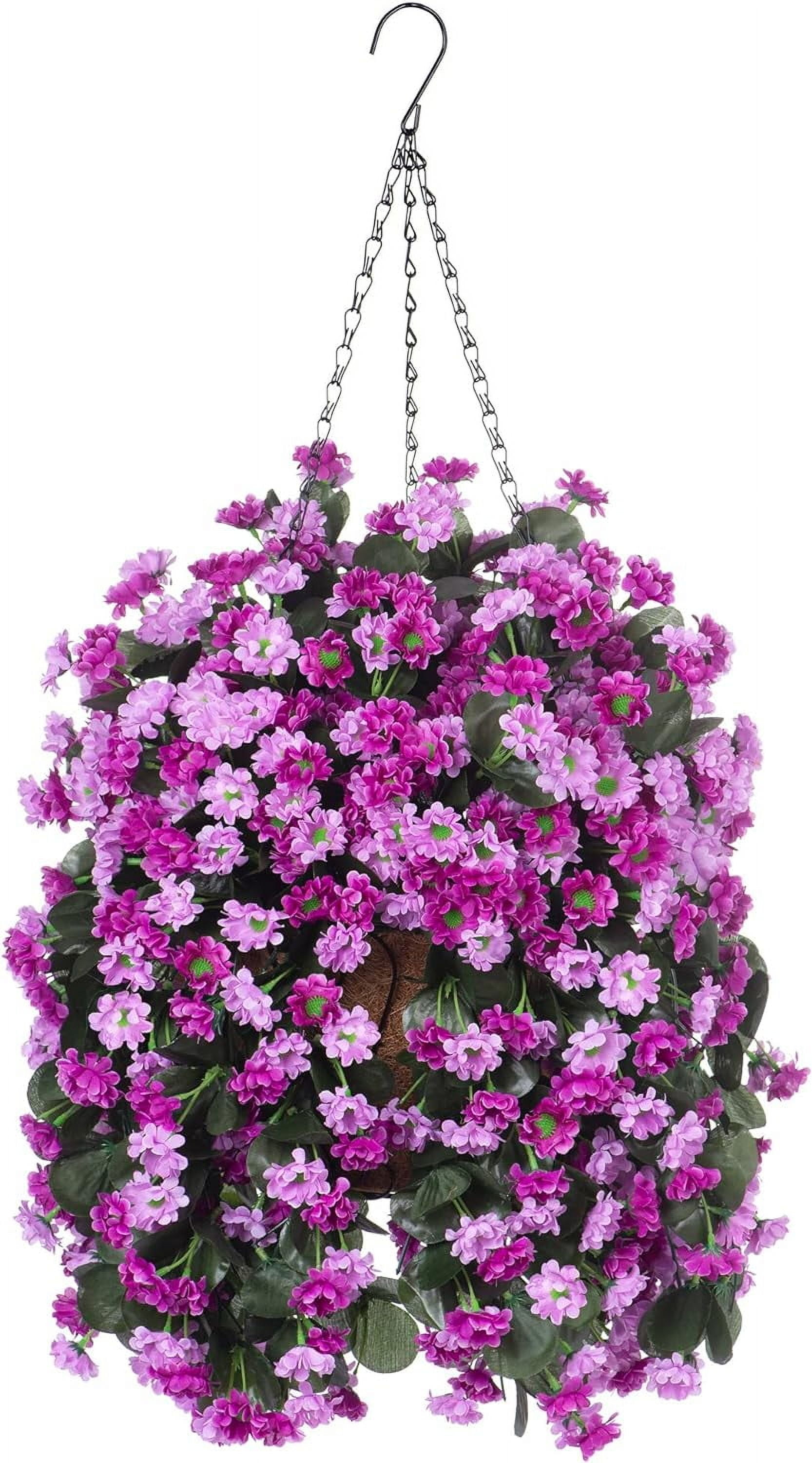 Artificial Flowers in Hanging Basket for Outdoors Indoors Decor ...