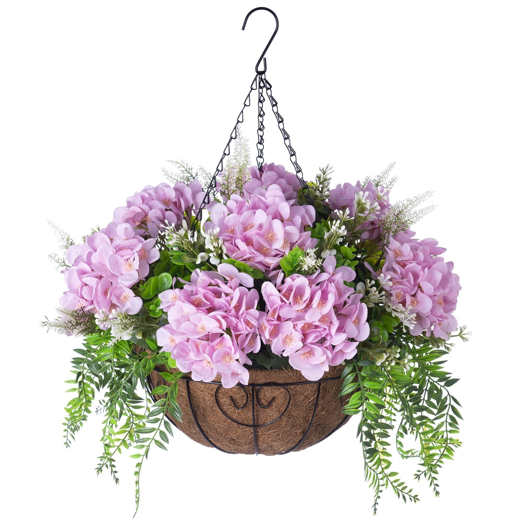 Artificial Flowers in Hanging Basket Planter for Home Spring Summer ...
