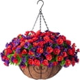 thumbnail image 1 of Artificial Flowers Hanging Basket for Outdoor Spring Decoration,Hanging Planter for Home Garden Patio Yard Porch Lawn 11.81Inch, 1 of 2