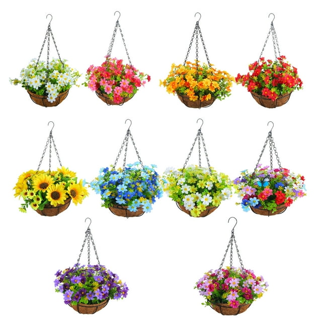 Artificial Flowers Hanging Baskets Outdoor Fake Hanging Baskets Outdoor