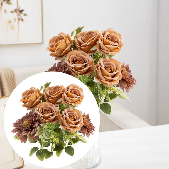 1X Artificial Rose Bouquet - Artificial Peony Silk Florals Mix Silk Peony Rose Faux Flower Hydrangea Bouquet Elegant Realistic Wedding Floral Centerpiece