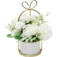 thumbnail image 1 of Artificial Flowers Hydrangea with Ceramic Vase Silk Chrysanthemum Mini Potted Fake Flowers Hanging Potted Plants for Wedding Home Office Decoration Pack of One (White), 1 of 5