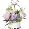 thumbnail image 1 of Artificial Flowers Hydrangea with Ceramic Vase Silk Chrysanthemum Mini Potted Fake Flowers Hanging Potted Plants for Wedding Home Office Decoration Pack of One (White), 1 of 5