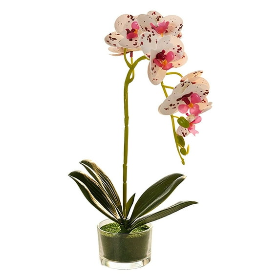 Artificial Flowers Kit Clearance, Ongmies 1 Pcs Glass Vase Artificial Orchid Flower Bonsai Viv Phalaenopsis Flowers Potting for Home Décor Table Centerpiece Room Decorations