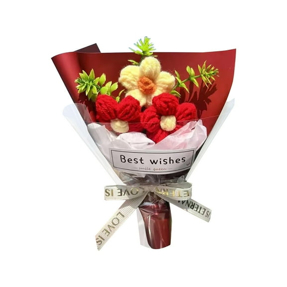 Artificial Flowers Knitted Wool Flower Bouquet: A With Fresh Floral Charm