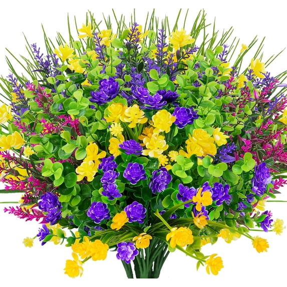 Artificial Flowers Lifelike No Fade UV Resistant Fake Plastic Flowers Faux Plants for Hanging Planters Outside Porch Window Box Wedding Home Décor - Indoor/Outdoor Use