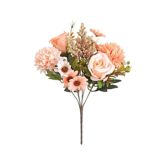 Artificial Flowers Like Real Artificial Bouquet, Mixed Silk Artificials Roses Bouquet with Daisy Chrysanthemum White Flowers for Centerpiece Table Wedding Party, Available in 7 colors