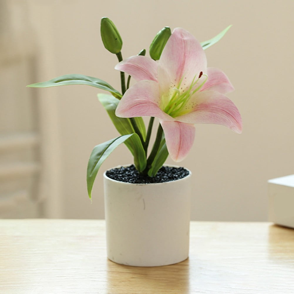 Artificial Flowers Lily Bonsai Artificial Flowers Interior Decoration ...