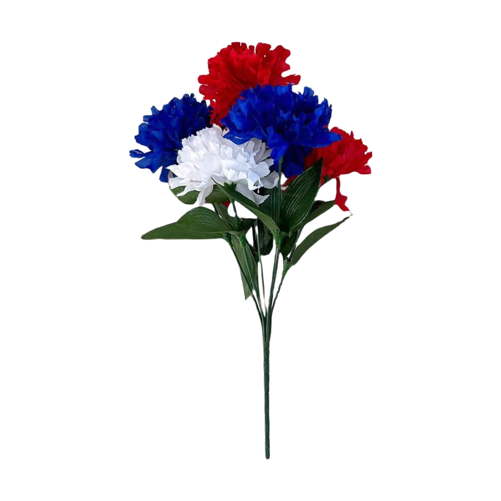 Artificial Flowers,Mixed Bush Memorial Day Flower Red White Blue Flowers Patriotic Memorial Bouquet 4th of July Flowers for Home Decor,Cemetery,Grave Silk Floral Arrangement,Table Entryway Indoor