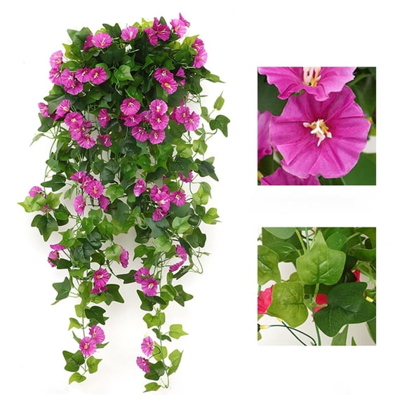Artificial Flowers Morning Glory 1 Pc Red Plastic for Outdoor Spring Decoration