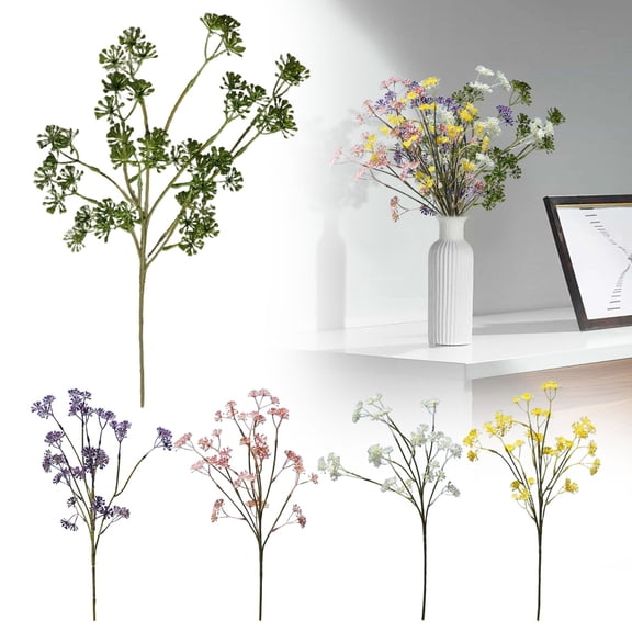 Artificial Flowers, Multi-Branched Fennel Fruit Branches, Rustic Artificial Flowers Fall Decor，Artificial indoor Dried Rice Stems Fall Bundle， for Kitchen Islands Bathrooms Nightstands and More.