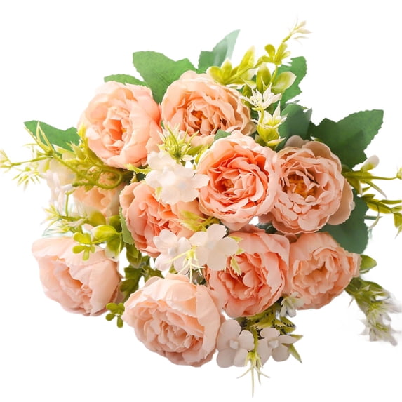 Artificial Flowers, Oimcto Peonies and Rose Flowers, Lifelike Bouquet, No Fade Flowers for Wedding Tables, Centerpiece Decor, Home and office, Non-Yellowing, Easy to Arrange, Champagne