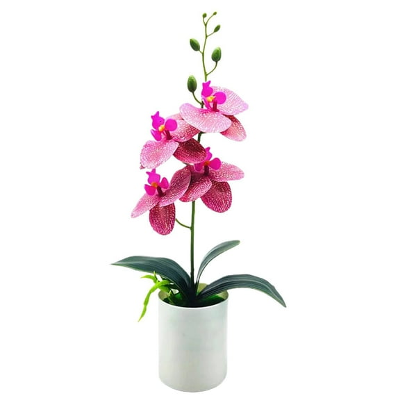 Artificial Flowers, Ongmies Artificial Orchid with Vase Flowers for Kitchen Table Centerpieces Large Orchid Phalaenopsis Orchid Plant Faux Flowers Indoor Room Decoration, Purple