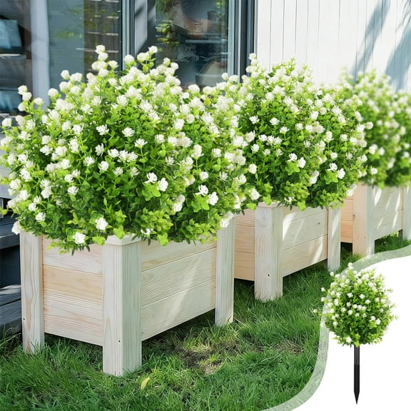 Artificial Flowers Outdoor under $5! CQCYD Fall Artificial Topiary Ball Tree with Ground Spike Fake Silk Realistic Flower Bundles for Porch Garden Decoration All Weather Faux Plants Home Decor