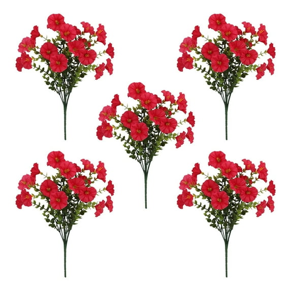 Artificial Flowers, Outdoor Decor, Realistic 5PC Weather-Resistant Silk Flower Arrangements for Garden and Patio Enhancement