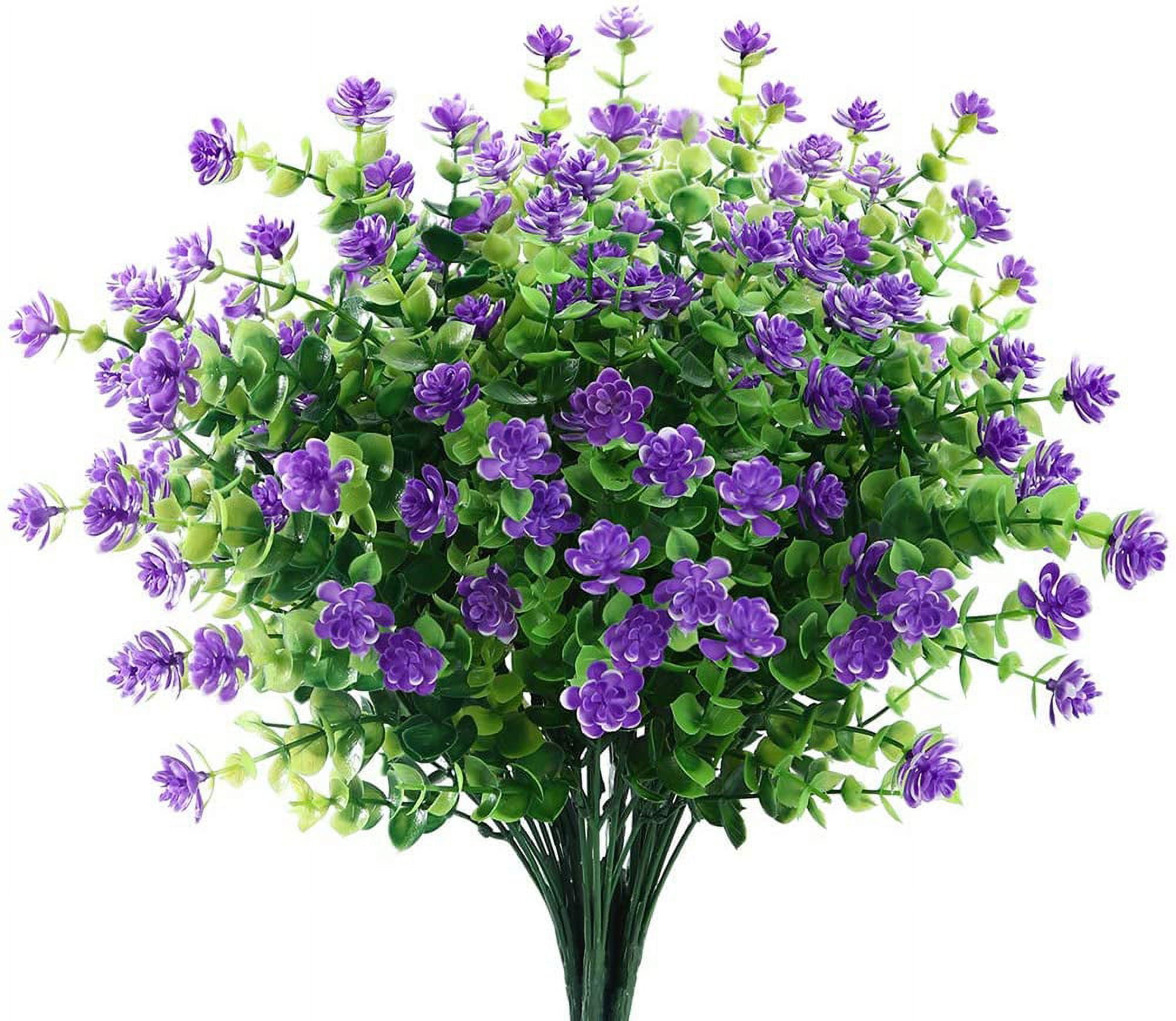 Artificial Flowers Outdoor Fake Flowers for Decoration UV Resistant No Fade Faux Plastic Plants Garden Porch Window Box Décor (6 Bundles, 4#White)