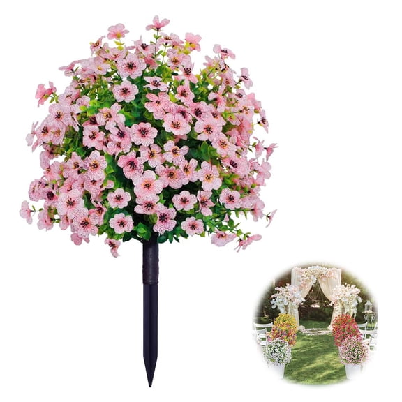 Artificial Flowers Outdoor Fake Plants,UV Resistant Faux Silk Flowers Faux Plants for Decoration,Artificial Flower with Leaves for Spring Summer Garden Window Box Porch Table Vase Decor