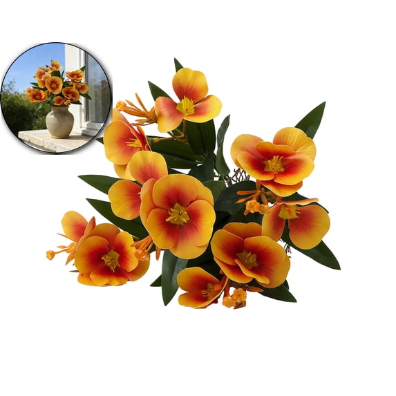Artificial Flowers Outdoor Fall Silk Flowers Bulk Artificial Wildflowers Spring Flowers Pansy Plants Faux Flowers for Planters Indoor Outside Garden Porch Window Decor