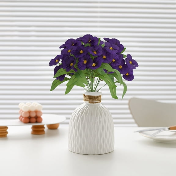 Artificial Flowers Outdoor, Fall Silk Flowers Bulk, Spring Flowers Pansy Plants Faux Flowers for Planters Indoor Outside Garden Porch Window Decor