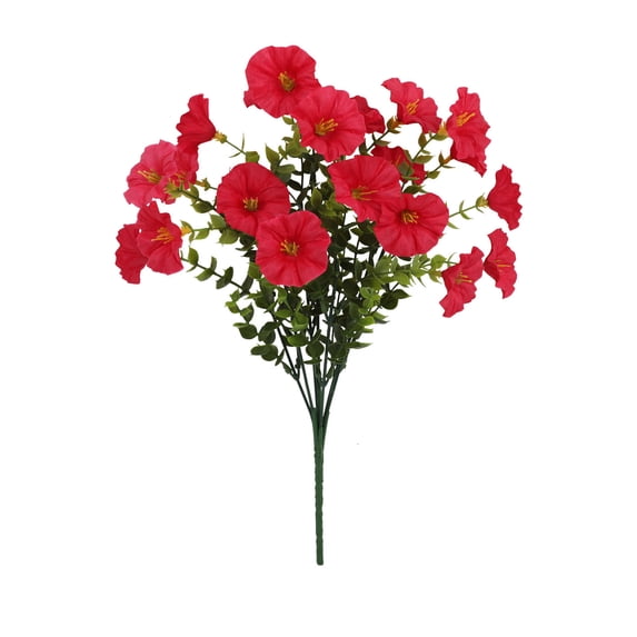 Artificial Flowers Outdoor Garden Decor UV Resistant Faux Silk Plants for Fence Window Box Porch Rose Red